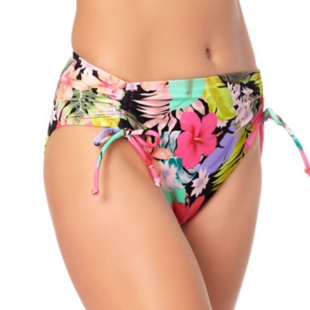 California Waves Floral-Print High-Waist Bikini Bottoms - Picture 2 of 3